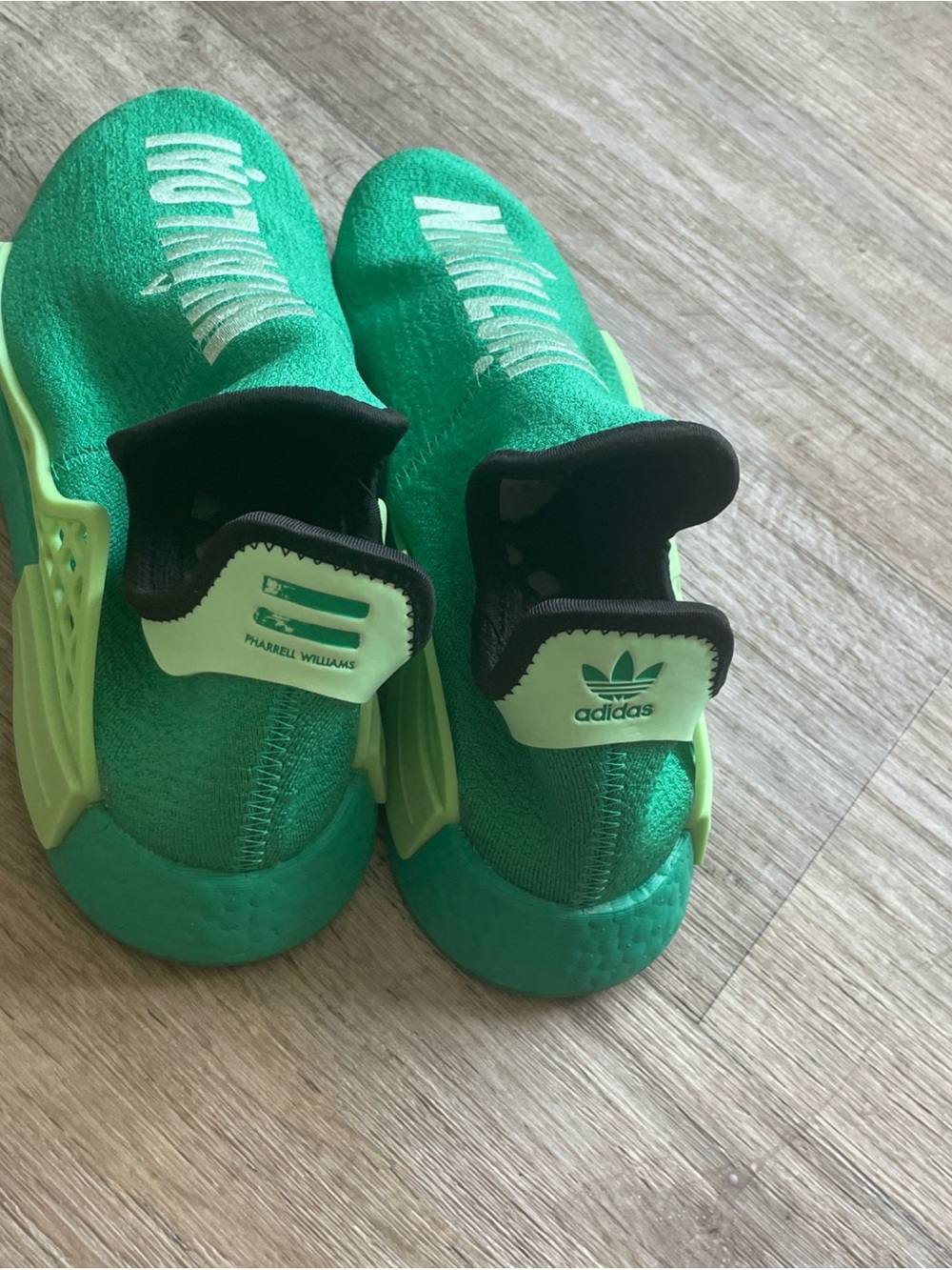 Adidas NMD Hu Human Race Pharrell Shoes Mens Womens Green Complexland Sneakers - Picture 7 of 15